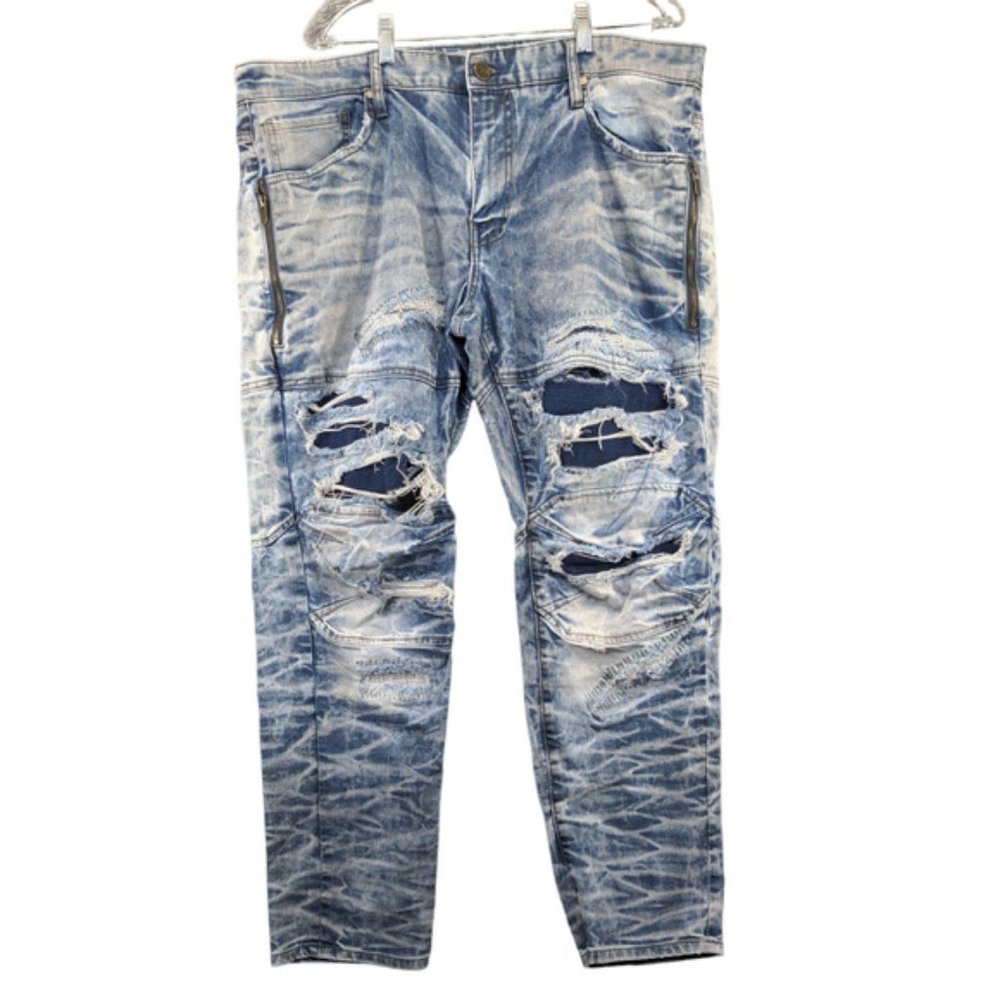 Jeans Blue 42x32 Acid Distressed